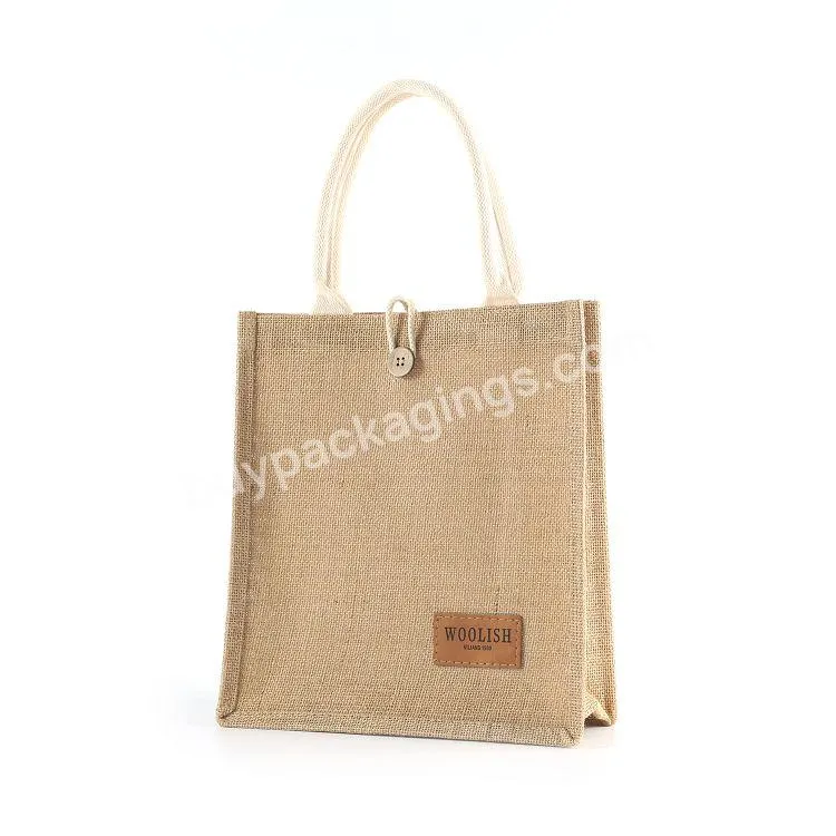 Gift Custom Logo Eco Reusable Cloth Carrying Bags Women Beach Hand Tote Laminated Grocery Promotional Shopping Handbags Jute Bag