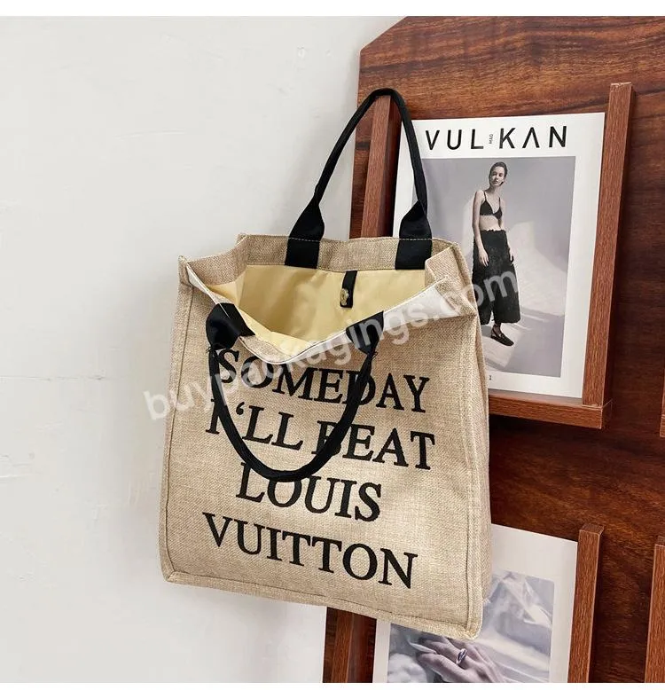 Gift Custom Logo Eco Reusable Cloth Carrying Bags Women Beach Hand Tote Laminated Grocery Promotional Shopping Handbags Jute Bag