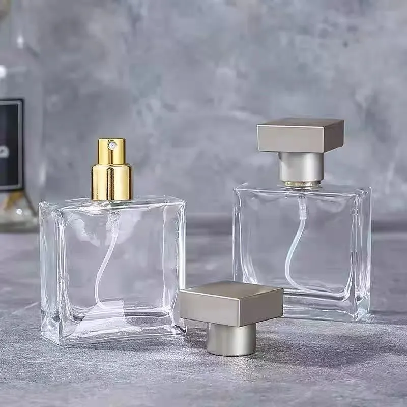 Good Quality Fragrance Bottle Square Glass Perfume Bottle With Square Perfume Cap