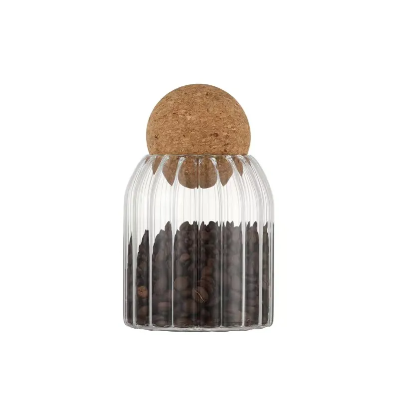 Grain Multigrain Glass Bottles Striped Food Glass Storage Jars With Cork Ball