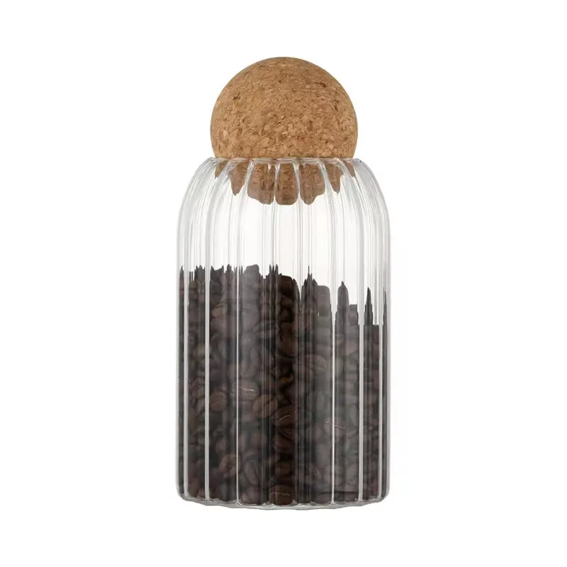 Grain Multigrain Glass Bottles Striped Food Glass Storage Jars With Cork Ball