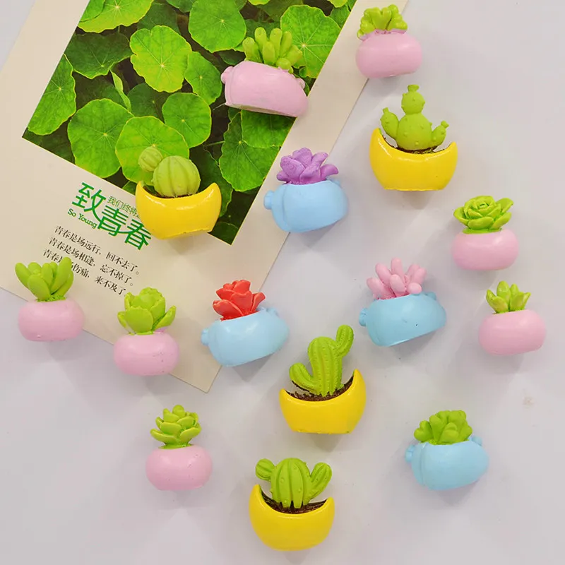 Green Pot Plants Resin Refrigerator Magnets Customized 3d Cactus Fridge Magnet