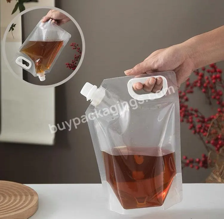 Hand Held Cold Hot Stand Up Spout Pouches Clear Beverage Reusable Customized Juice Pouch Bags