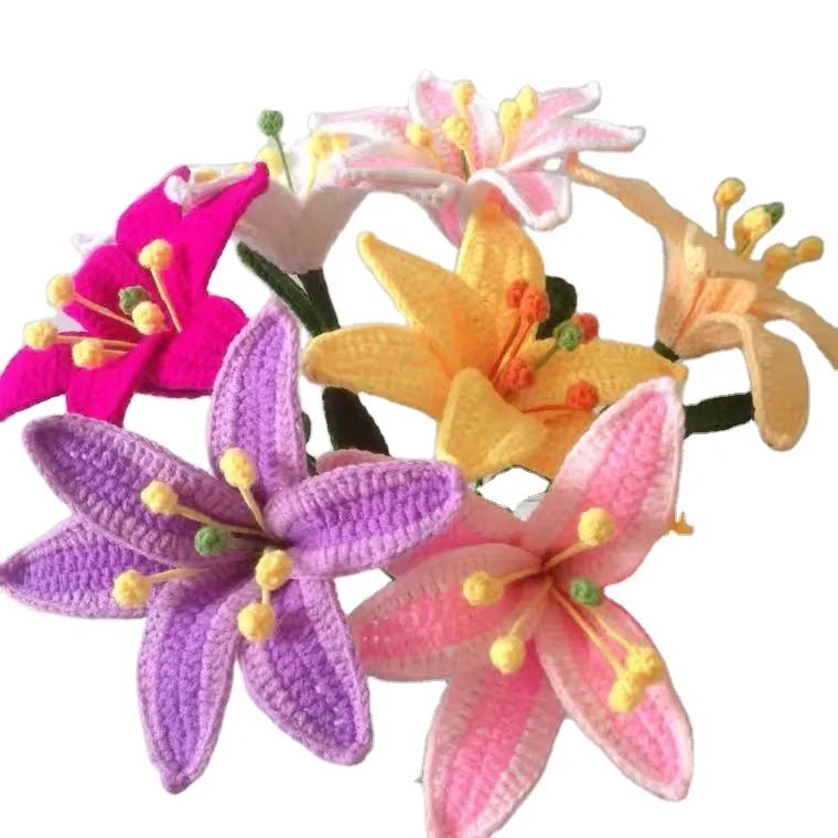 Handmade dazzling knitted flower furniture ornaments Valentine's Day gift of Lily Flower