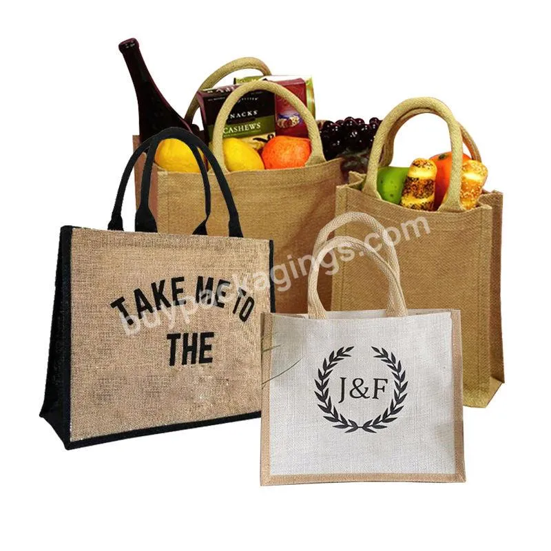 Handmade Souvenir Gift Take Me To The Beach Bag Carrier Canvas Burlap Jute Bag Fabric Shopping Tote Bags