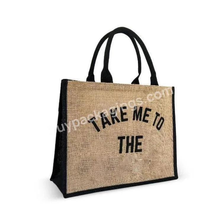 Handmade Souvenir Gift Take Me To The Beach Bag Carrier Canvas Burlap Jute Bag Fabric Shopping Tote Bags