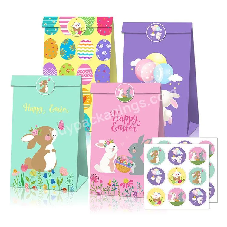 Happy Easter Bunny Carrot Cookie Gift Paper Treat Bags Packaging