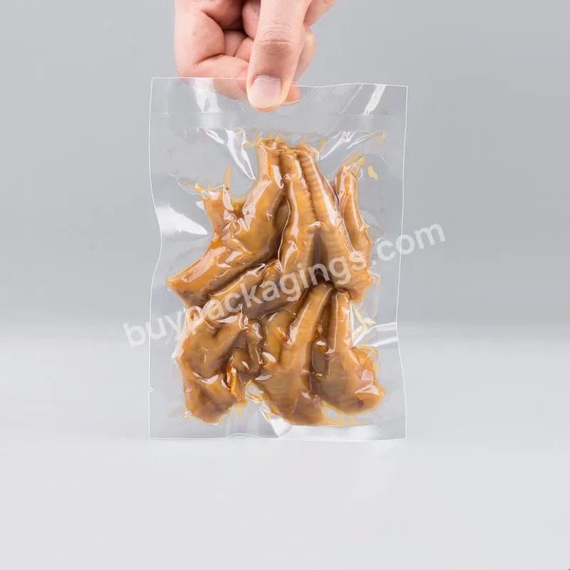 High Barrier Vacuum Seal Transparent Nylon Bag For Meat Frozen Food Packaging With Tear Notch