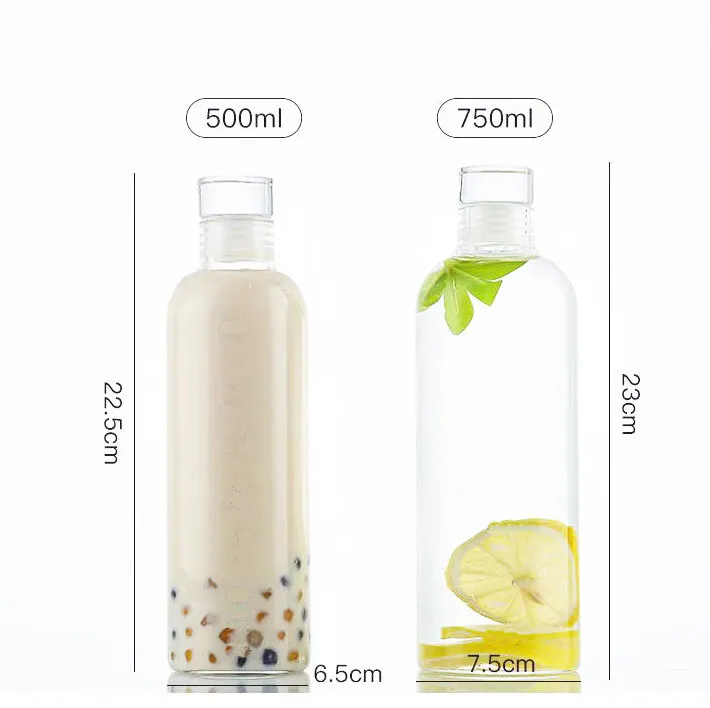 High Borosilicate Beverage Clear Glass Bottle Luxury Style Glass Water Bottle With Sealing Glass Cap