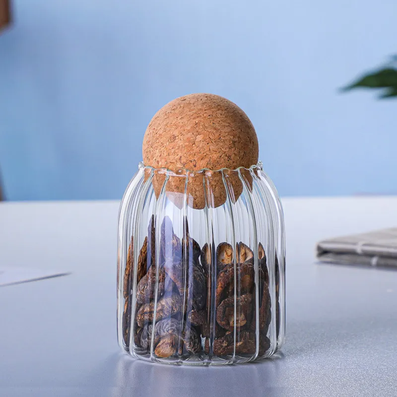 High borosilicate clear glass storage jar Tea jar Sealed cork glass bottle Coffee bean Dried fruit storage jar price