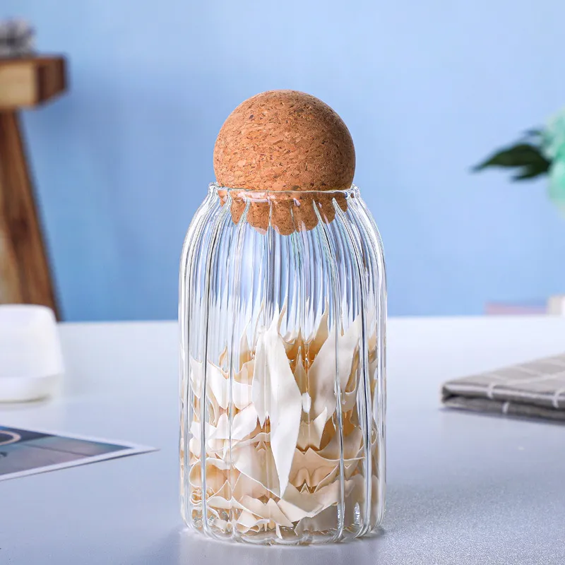 High borosilicate clear glass storage jar Tea jar Sealed cork glass bottle Coffee bean Dried fruit storage jar price