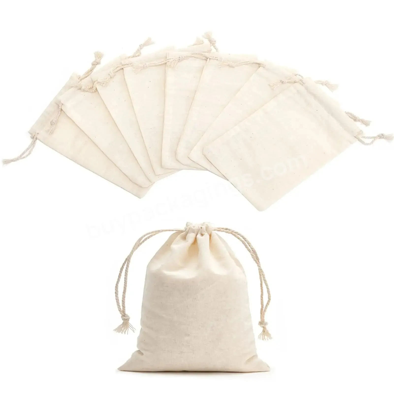 High End Custom Cotton Double Drawstring Bags Reusable Muslin Sachet Bag For Party Wedding Storage Home Supplies