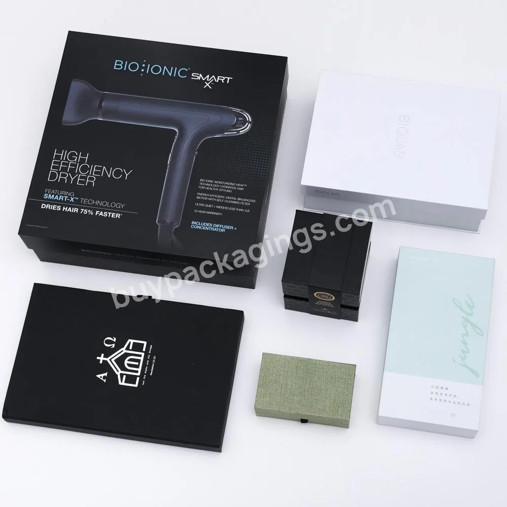 High-end custom logo pattern hair dryer empty drawer packaging gift box