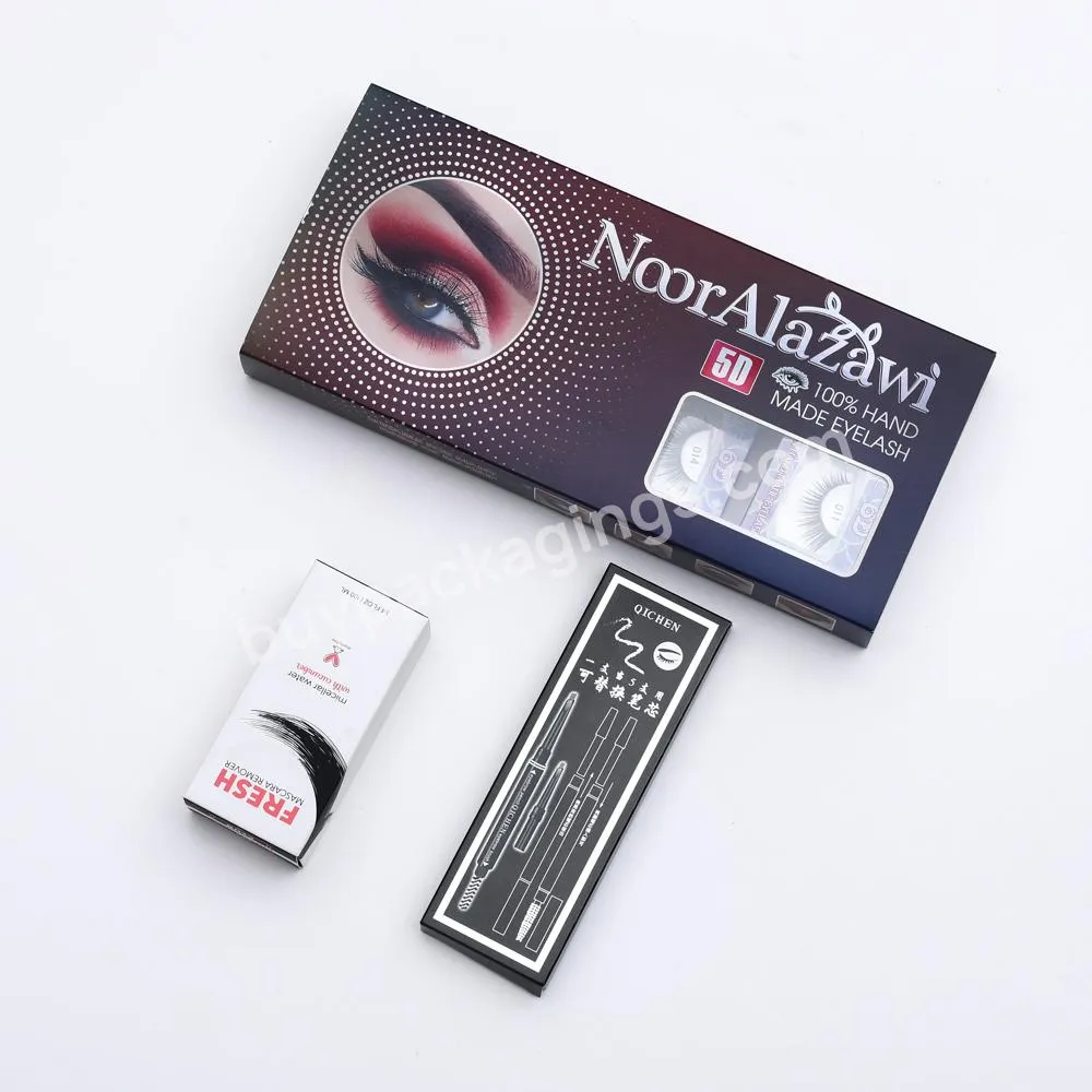 High-end custom logo pattern luxury cosmetics false eyelashes transparent window paper gift box