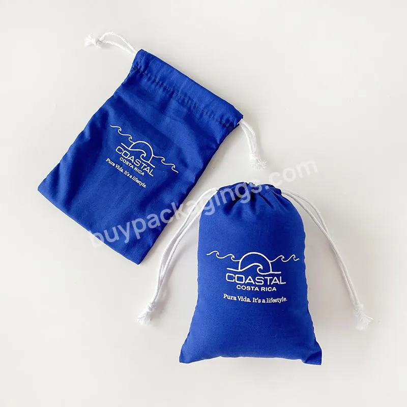 High End Custom Logo Royal Blue Drawstring Cotton Necklace Pouches Bags