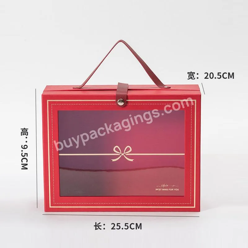 High-end gift box with a transparent pvc window and a handle for Christmas & Valentine's Day