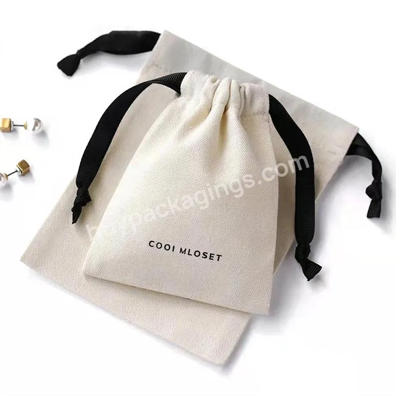 High End Logo Printed Gift Canvas Cotton Double String Handbag Shoe Dust Drawstring Bag