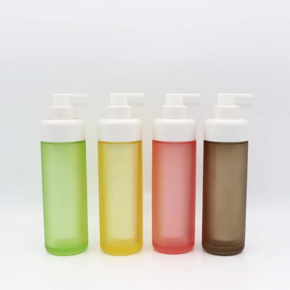 High Quality 50ml 100ml Double Glass Tube Switch Pressing Head  Lotion Cylinder Shape Frosting Glass  Bottle