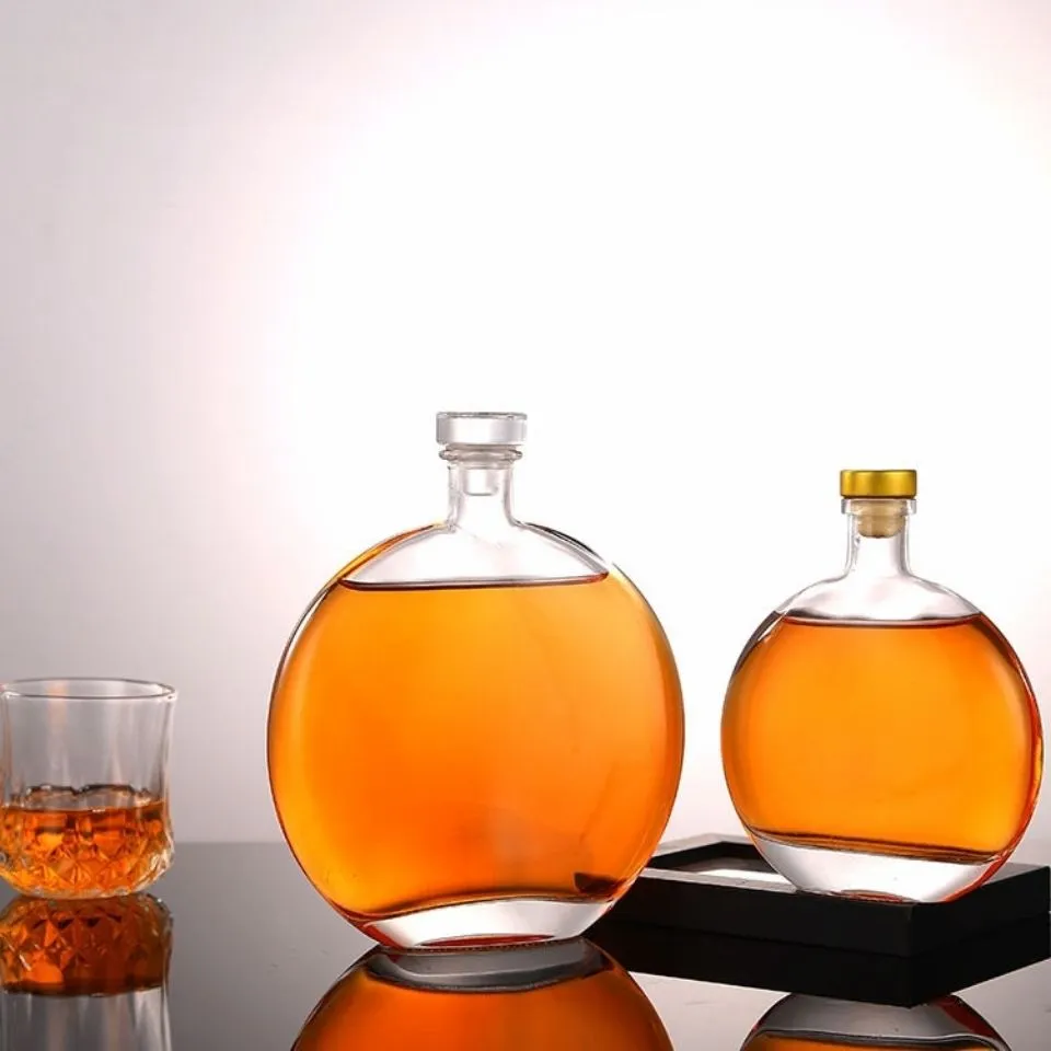 High Quality Big Large Empty Wine Liquor Storage Glass Bottle Juice Clear Glass Bottles With Sealing Cork For Drinking