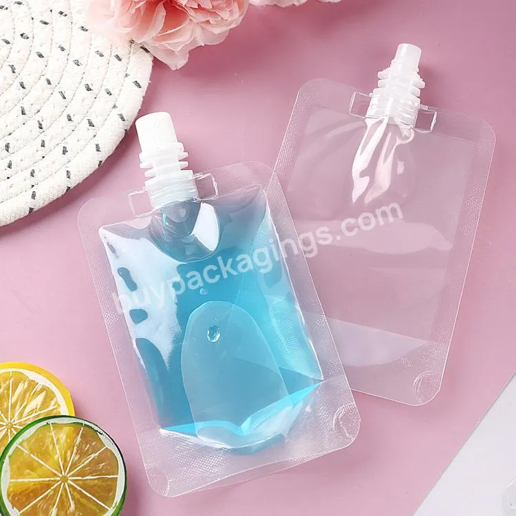 High Quality Bpa Free Transparent Clear Disposable Stand Up Frozen Drinking Pouch With Spout