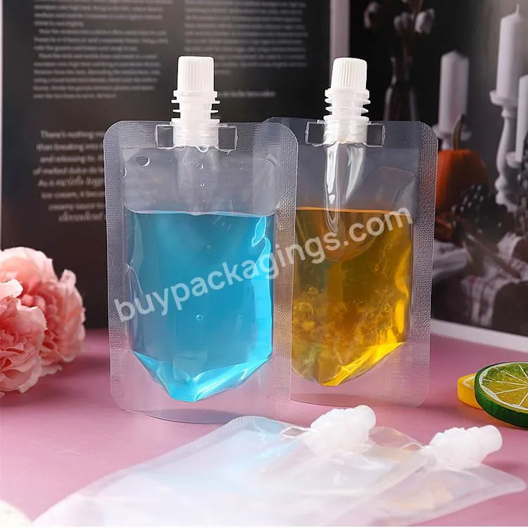 High Quality Bpa Free Transparent Clear Disposable Stand Up Frozen Drinking Pouch With Spout