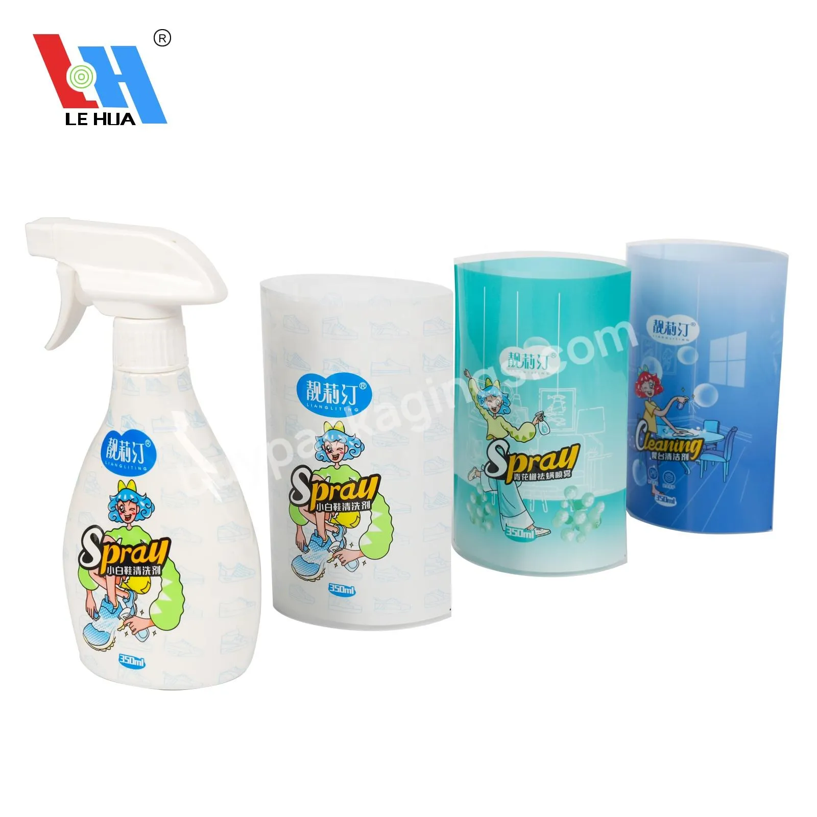 High Quality Care 300ml Plastic Pvc Shower Pump Lotion Shrink Label For Body Wash Shampoo Bottle