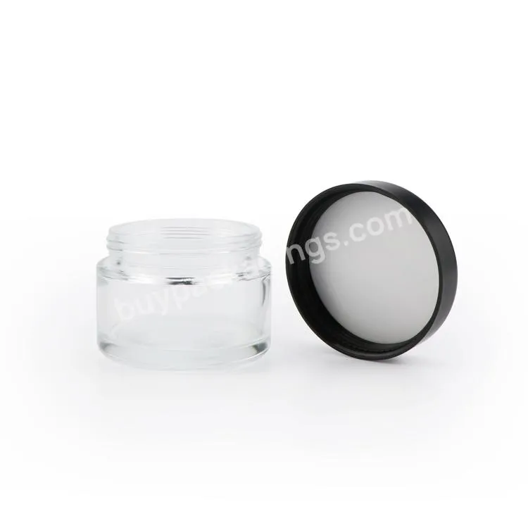 High Quality Custom Empty Clear Glass Jar Storage Flower Glass Jar With Child Proof Cap 2oz 4oz Glass Packaging Container