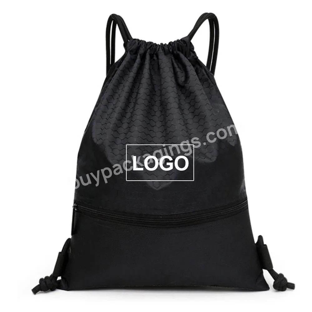 High Quality Custom Logo Printing Drawstring Cloth String Bag Sac De Dos Sport Teenager School Backpack Polyester With Pockets