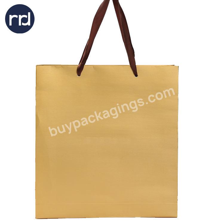 High Quality Customized Logo Recyclable Birthday Wedding Packaging Gold Gift Paper Bags