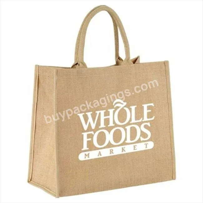 High Quality Foldable Jute Shopping Tote Bags Custom Logo Printed Eco Recycle Grocery Bag Linen Jute Tote Bag