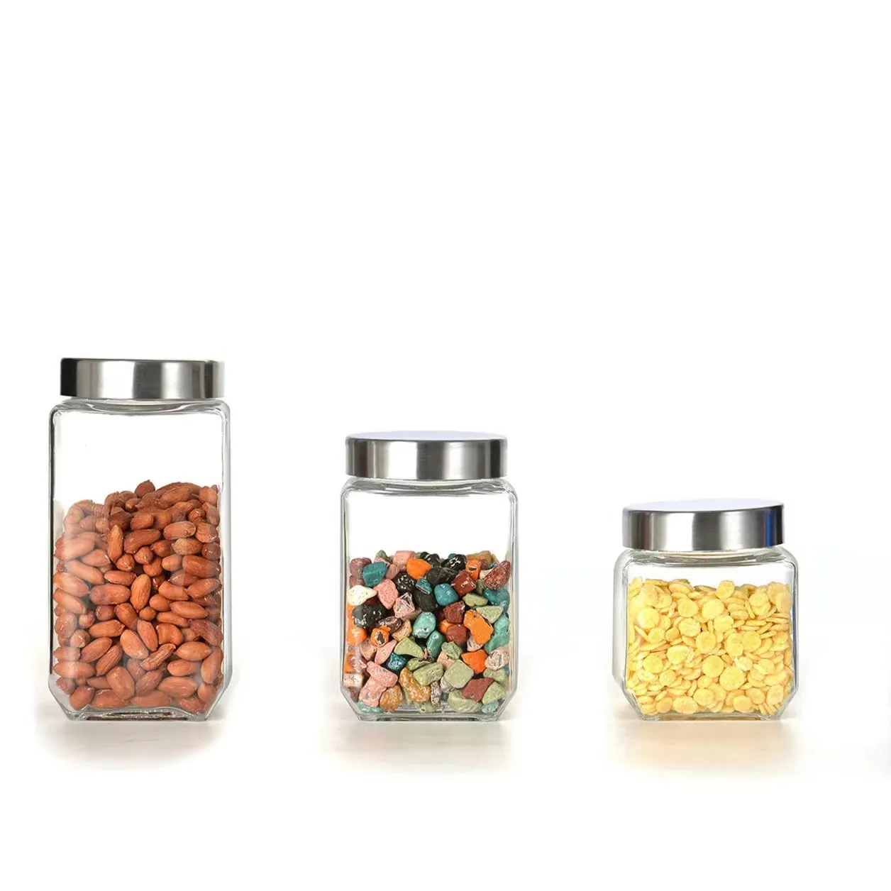 High Quality Glass Food Storage Bottle  Cover Sealed Grains Nuts Kitchen Sorting Food Storage Can