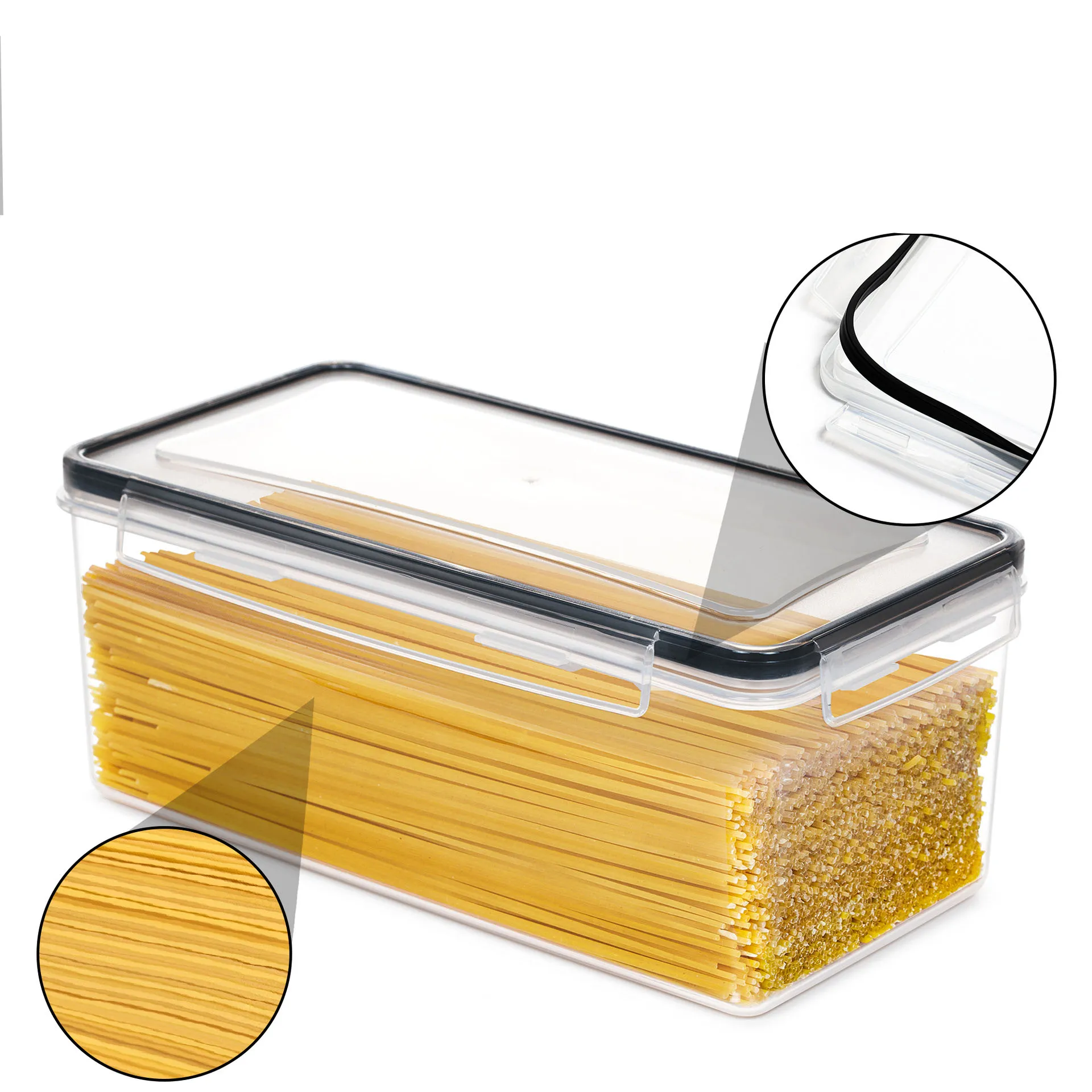 High Quality Large Capacity  Kitchen Food Storage  3.2L Transparent  PP Material Plastic Block Shape Jar