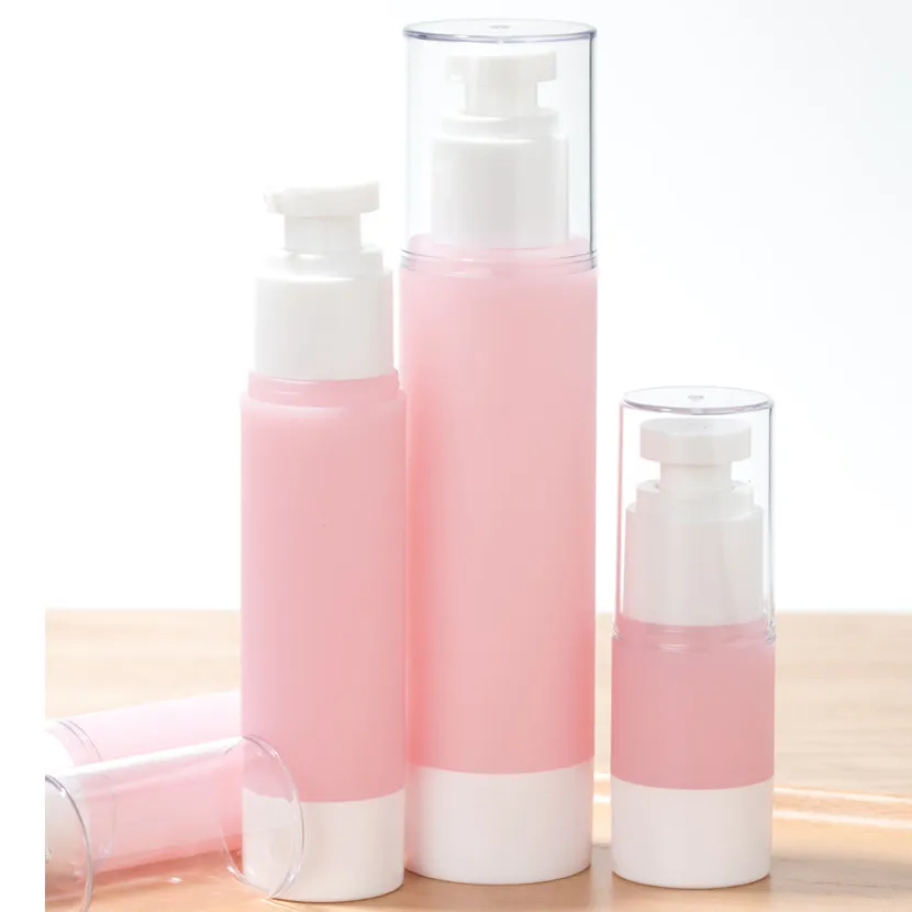 High Quality Pink Body White Cap Vacuum Lotion Liquid Foundation  Cosmetics Spray Travel Portable Plastic Bottle