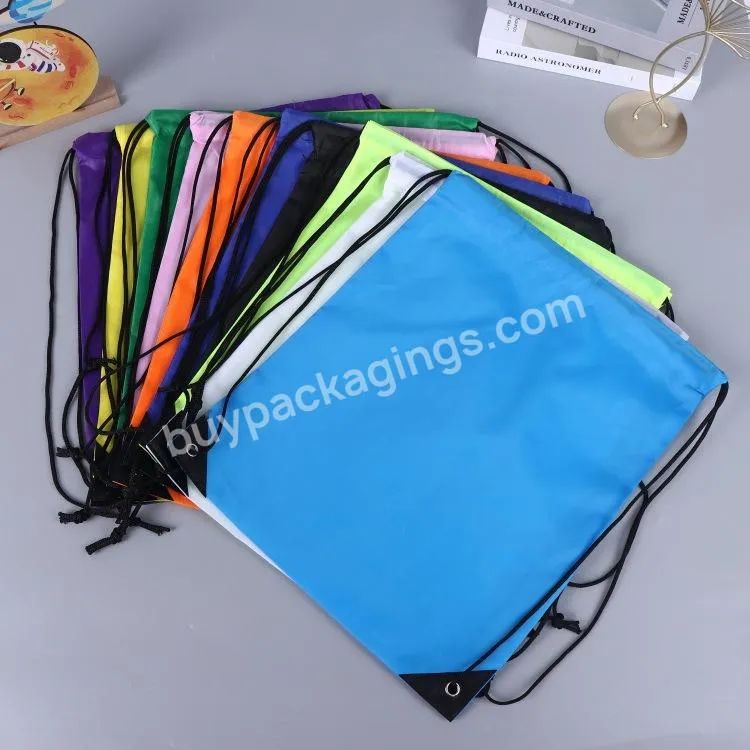 High Quality Polyester Draw String Sports Backpack Gym Bag Waterproof Custom Logo Promotional Fitness Drawstring Bags