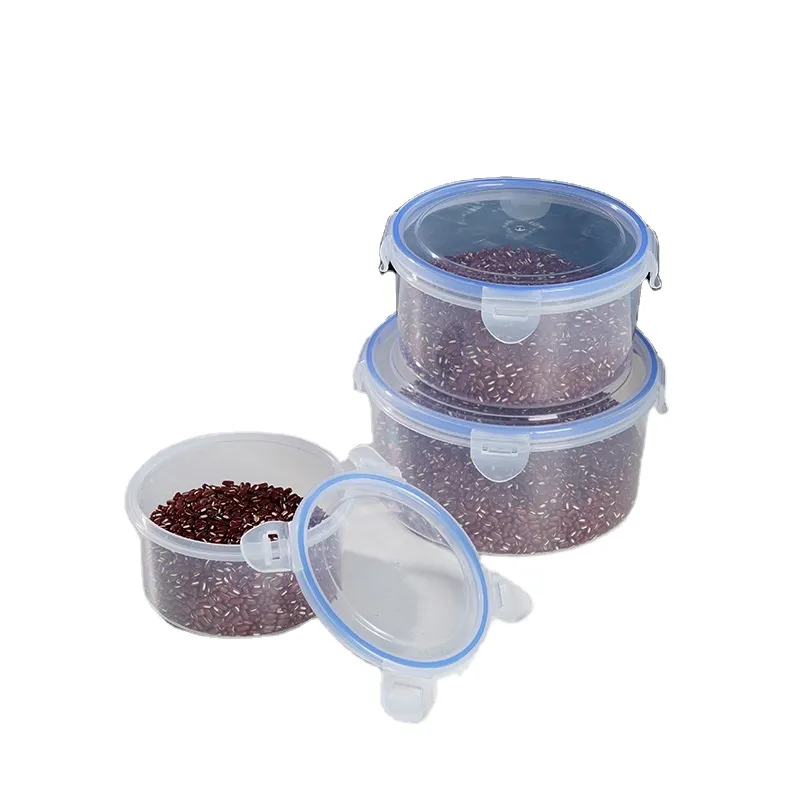 High Quality PP Material Round Shape Transparent Double Clasp Sealed Tank Food-grade Plastic Jar