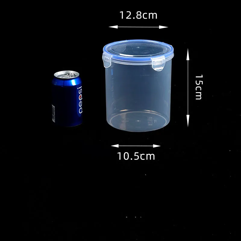 High Quality PP Material Round Shape Transparent Double Clasp Sealed Tank Food-grade Plastic Jar