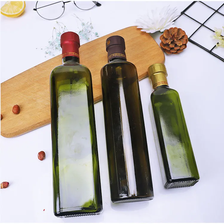 High Quality Round Bottom 250ml Square Bottom Dark Green Brown 500ml Olive Oil Cheap Price Glass Bottle