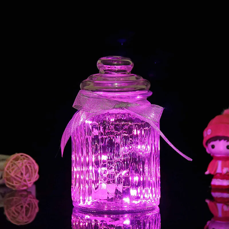 High Quality Star Bottle LED Light String Glow Bottle For  Candy Vertical Grain Design Glass Jar