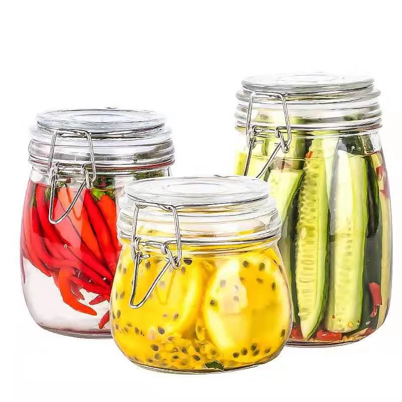 High Quality Transparent Round Big Glass Honey Storage Jar With Bayonet Lid