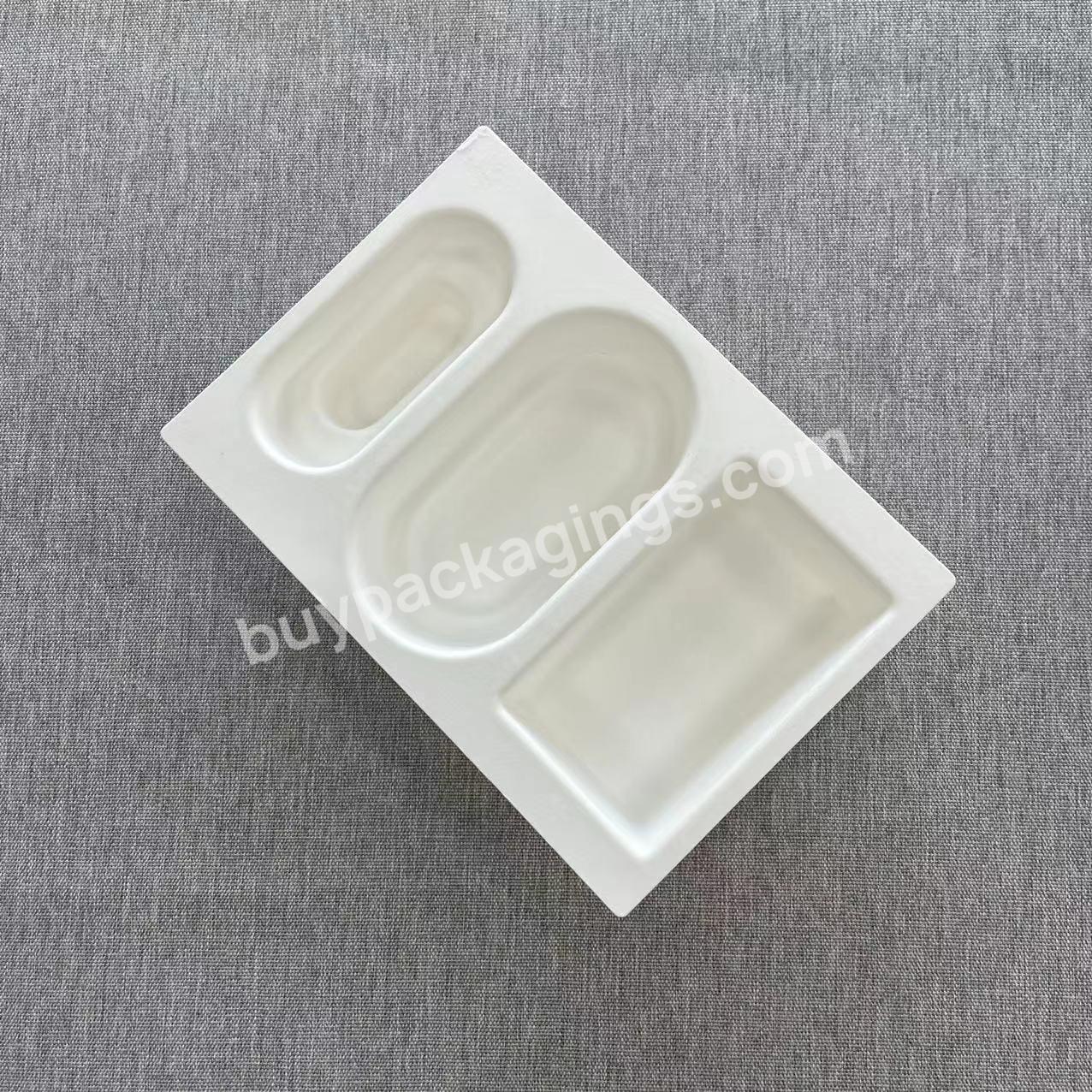 High Quality White Sustainable Disposable Recycled Wet Press Cosmetic Insert Paper Pulp Molded Tray Packaging