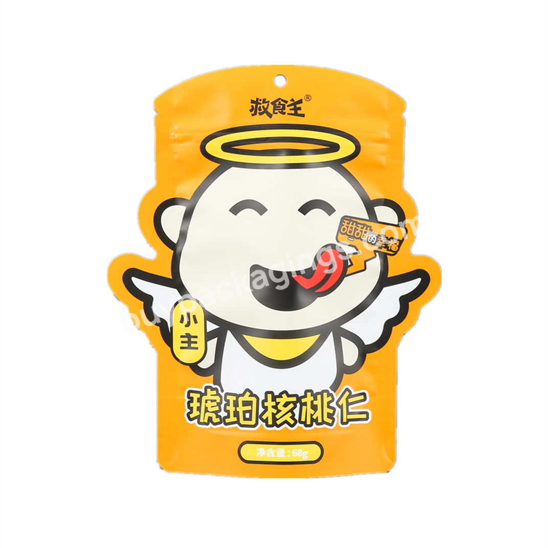 High Sale Guaranteed Quality Free Samples Custom Printed Stand Up Shaped Nut Snack Plastic Food Packaging With Zipper