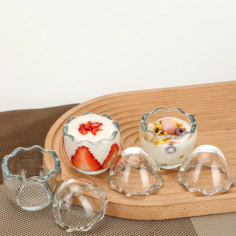 High Transparency Texture Egg Shell Creative Shape Glass Pudding Cup Bottle Microwaveable  Glass Bottle