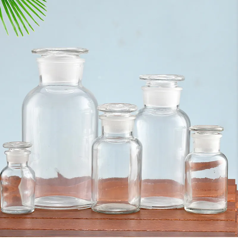 High Transparent Texture Large Caliber Reagent For Laboratory Packaging Multiple Capacity Glass Bottle