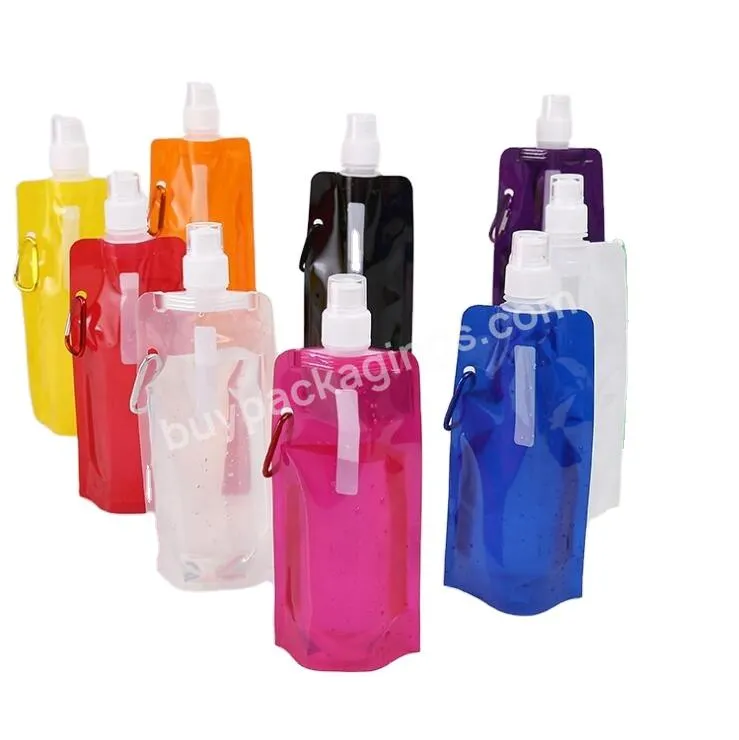 Hiking Camping 16oz Reusable Collapsible Water Pouch Water Bottle Bag