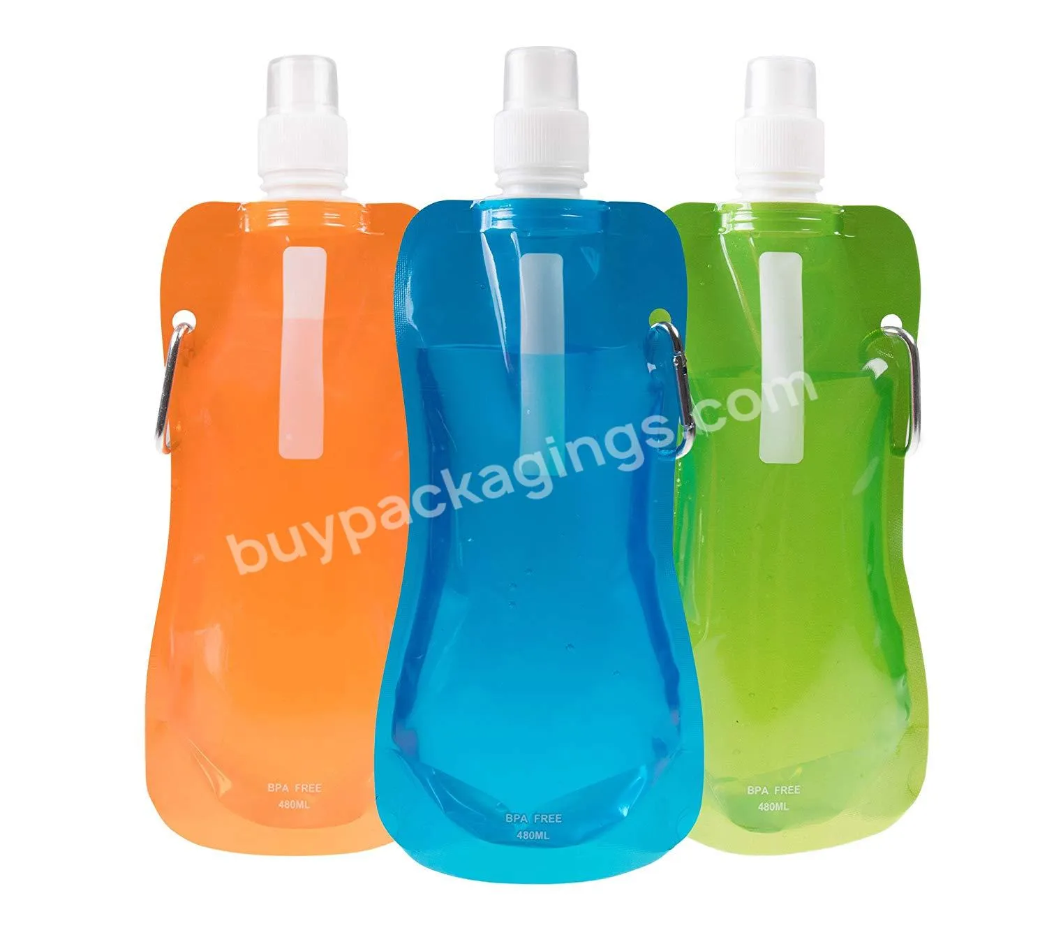 Hiking Camping Plastic Folding 480ml Drinking Water Bag For Kids