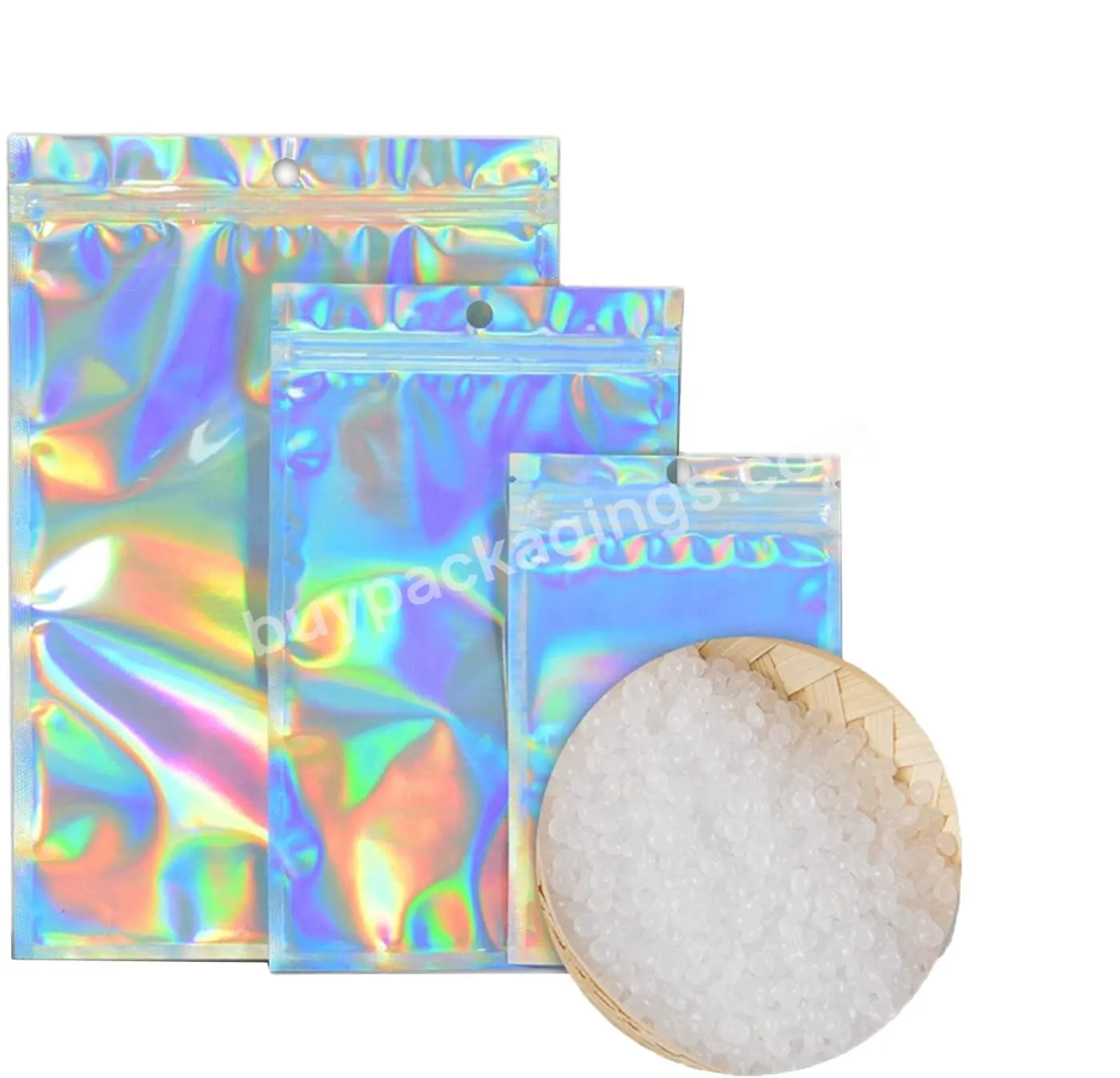 Holographic Foil Ziplock Bags Resealable Mylar Sample Pouch Gift Baggies For Packaging Candy Jewelry Lash Lip Gloss