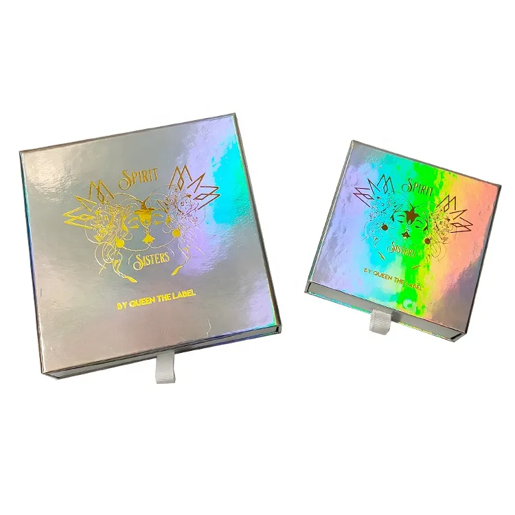 Holographic Necklace Jewellery Box Custom Luxury Paper Ring Packaging Gift Jewelry Box