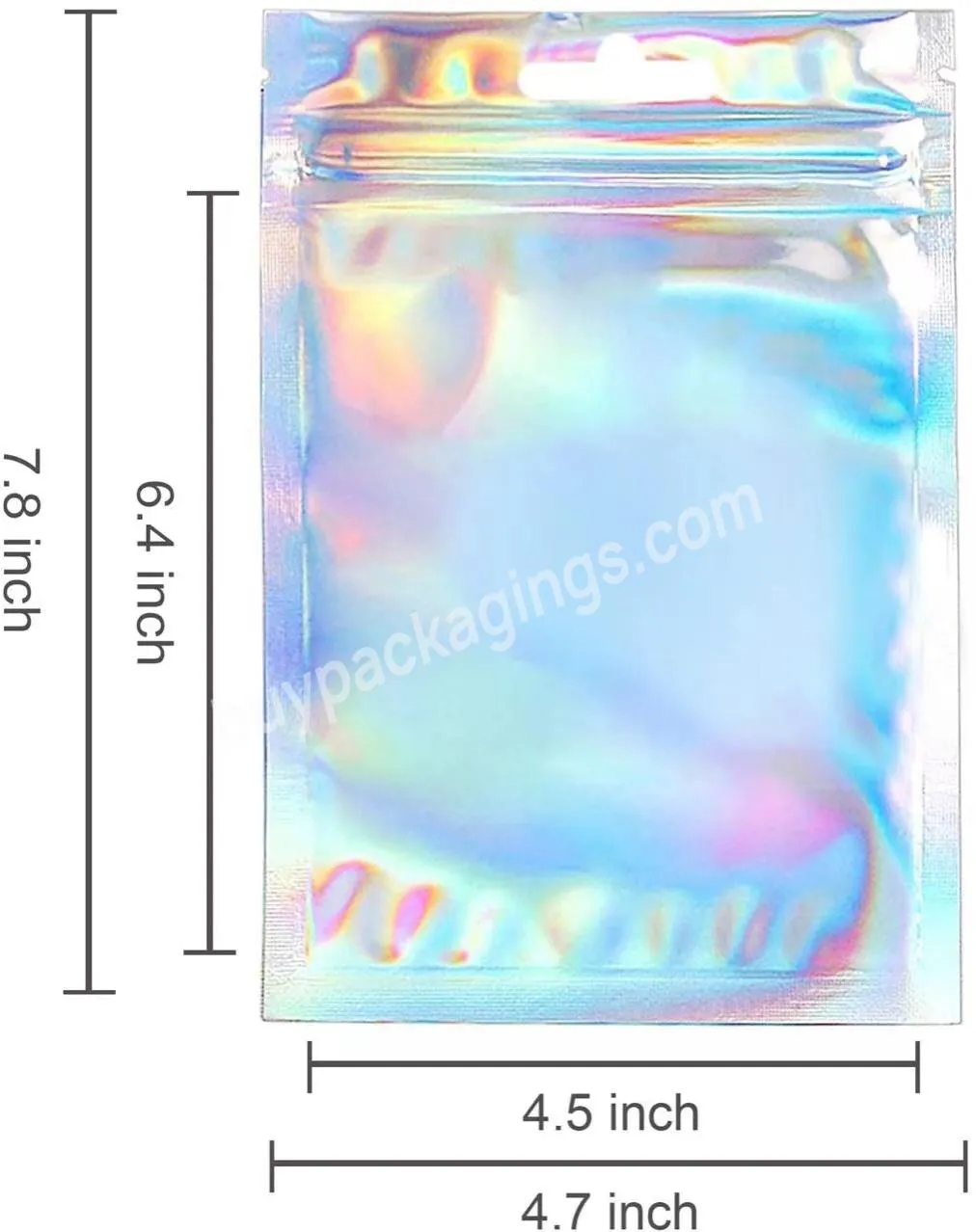 Holographic Packaging Bags Resealable Jewelry Pouch Lipgloss Ziplock Packaging For Small Business