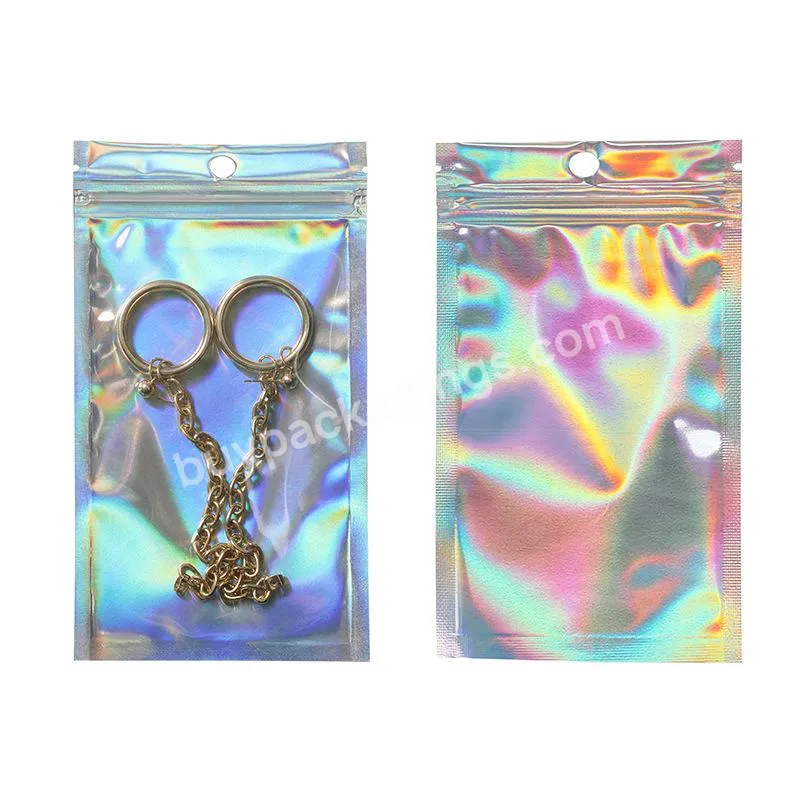 Holographic Zip Lock Packaging Colorful Cosmetic Makeup Zip Lock Laser Mylar Bags