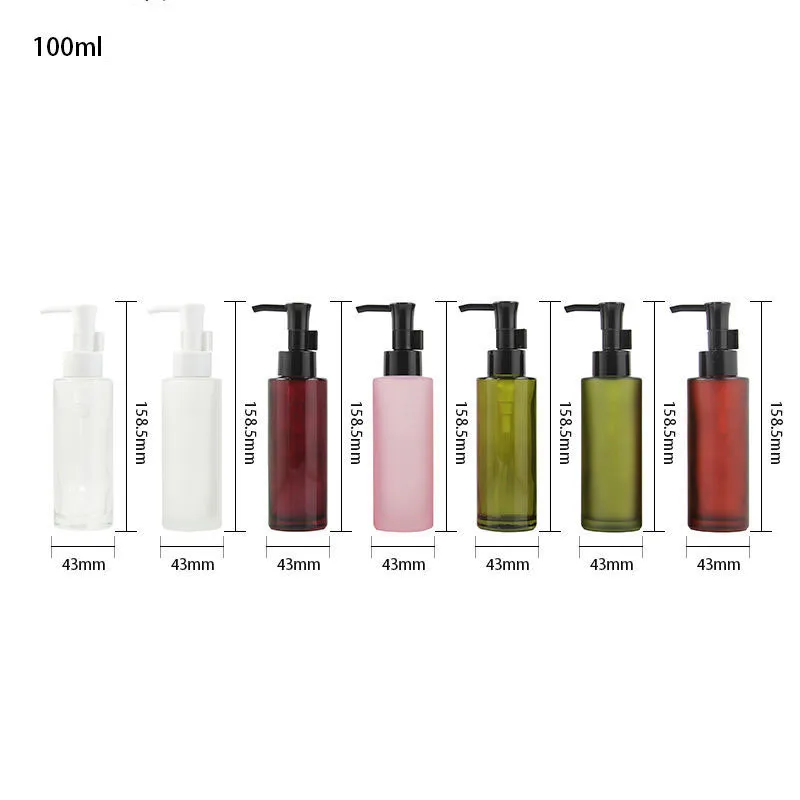 Hot Sale 100ml Glass Lotion Pump Multi Colors Bottle With WhiteBlack Cap, Frosted Clear Glass Packaging For Liquid Cosmetic